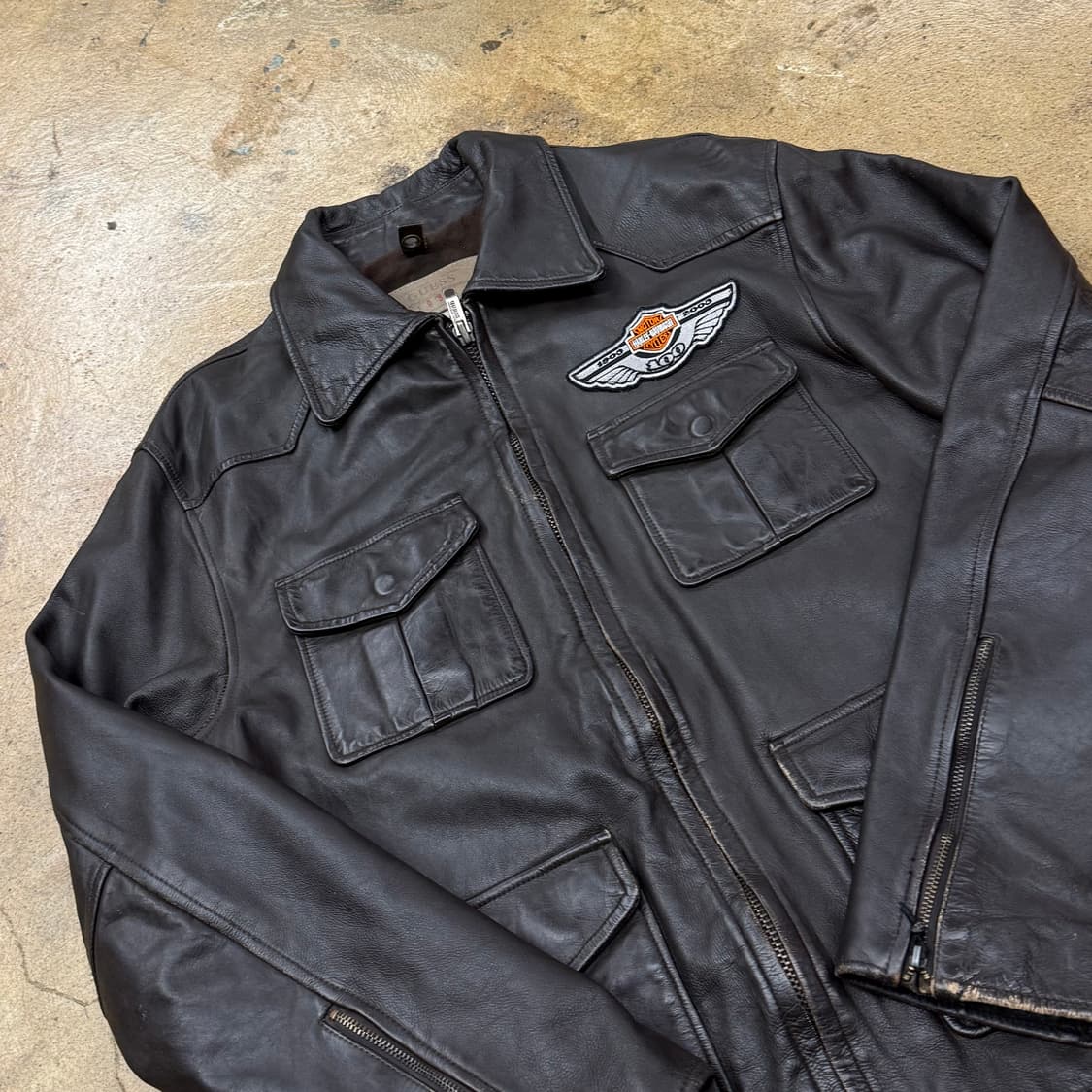 [정품/M] 게스  브라운 가죽 자켓 b15 상품이미지1