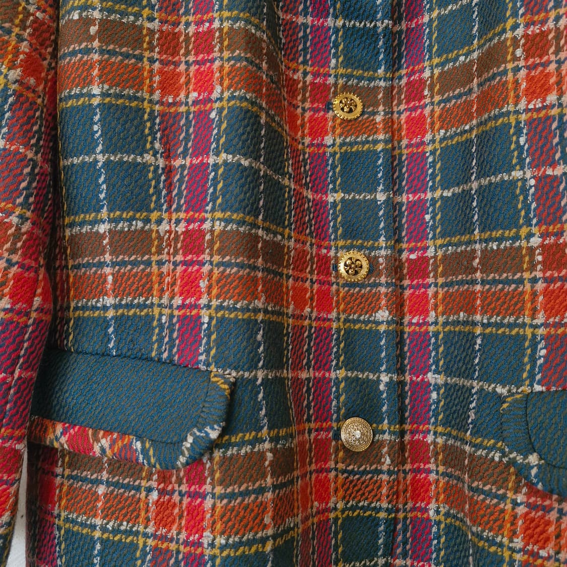 JPN 일본빈티지 체크 세미크롭 모 블레이저 자켓  상품이미지2