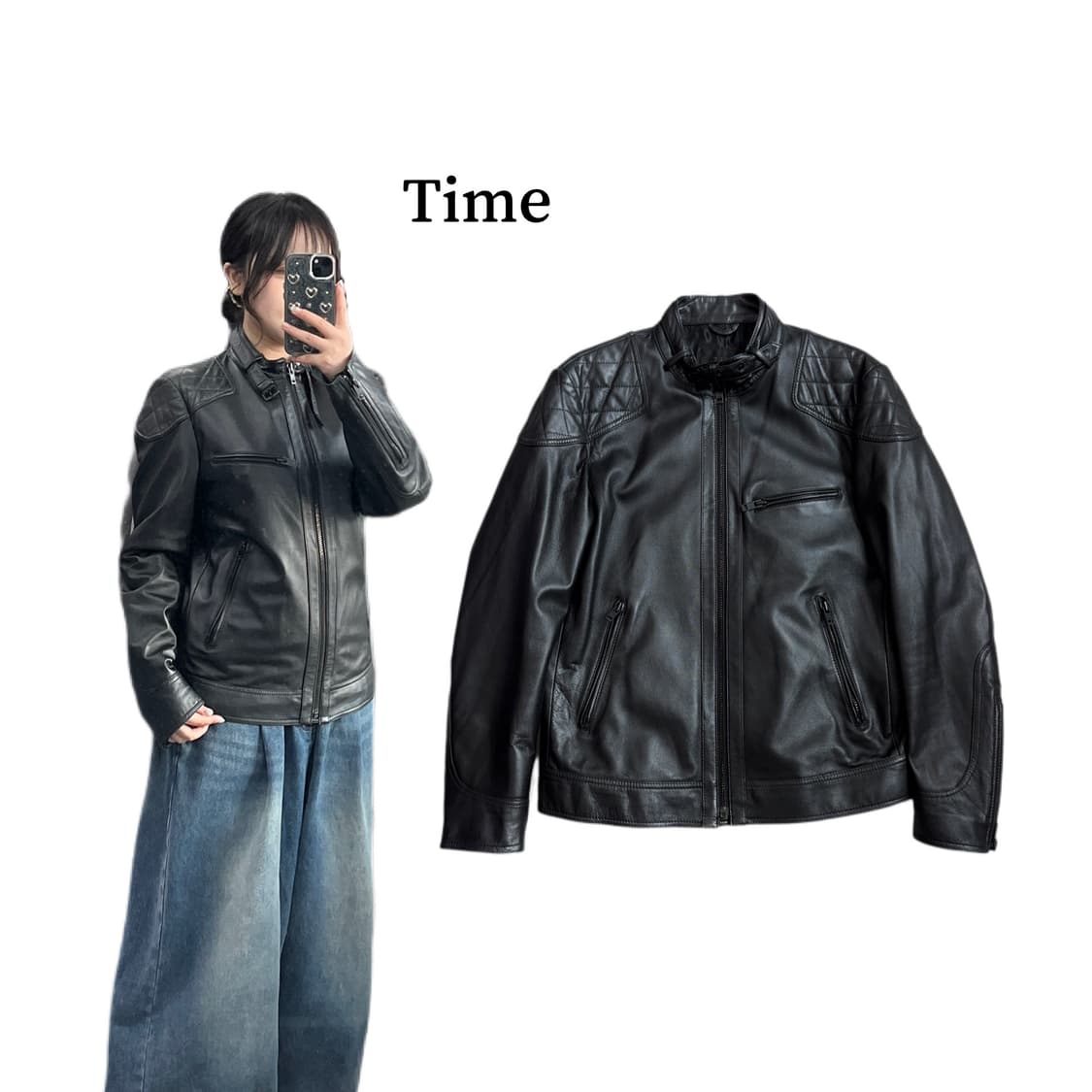 타임 바이커 리얼레더 양가죽 라이더 가죽자켓 상품이미지1