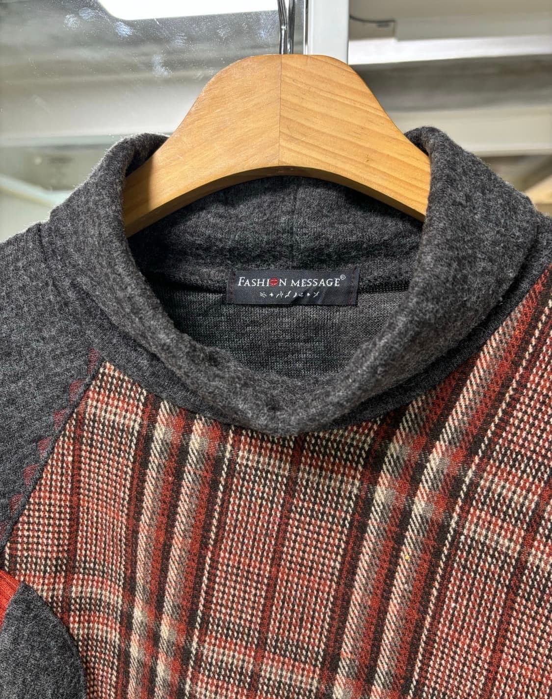 JPN 빈티지 체크 니트 반팔 상품이미지2