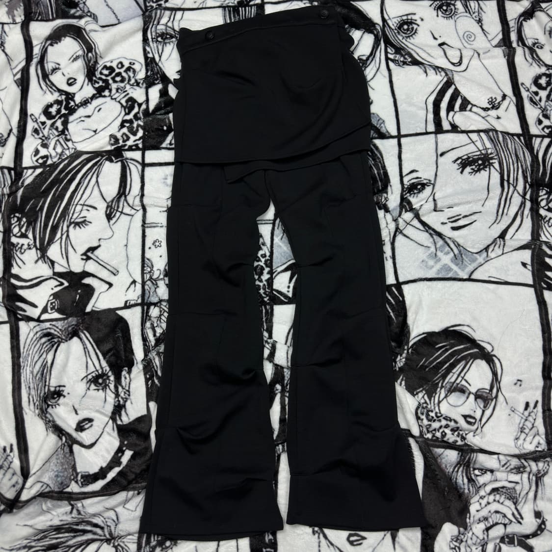 오호스 랩오버 턱팬츠 블랙 상품이미지4