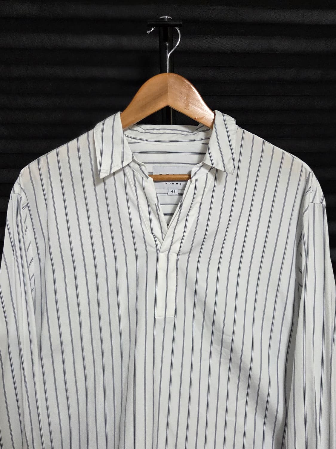 (정품) [솔리드옴므] 스트라이프 하프 풀오버 셔츠 | 00157 상품이미지2