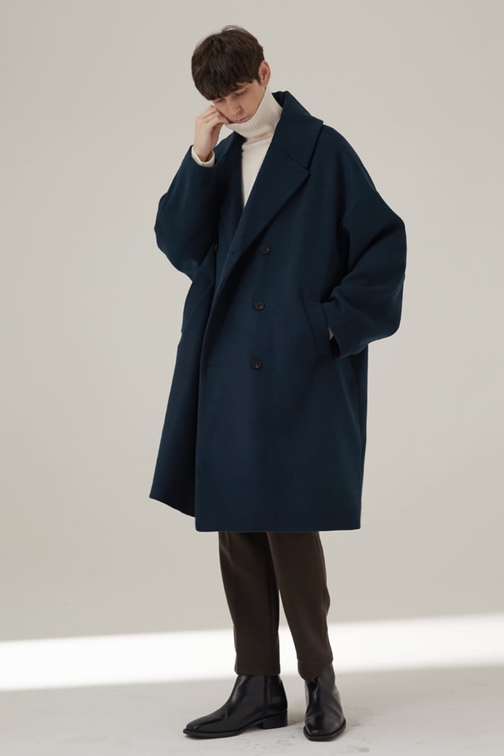 [L]효지노리코 엑스트라 더블 코트 다크그린 상품이미지6