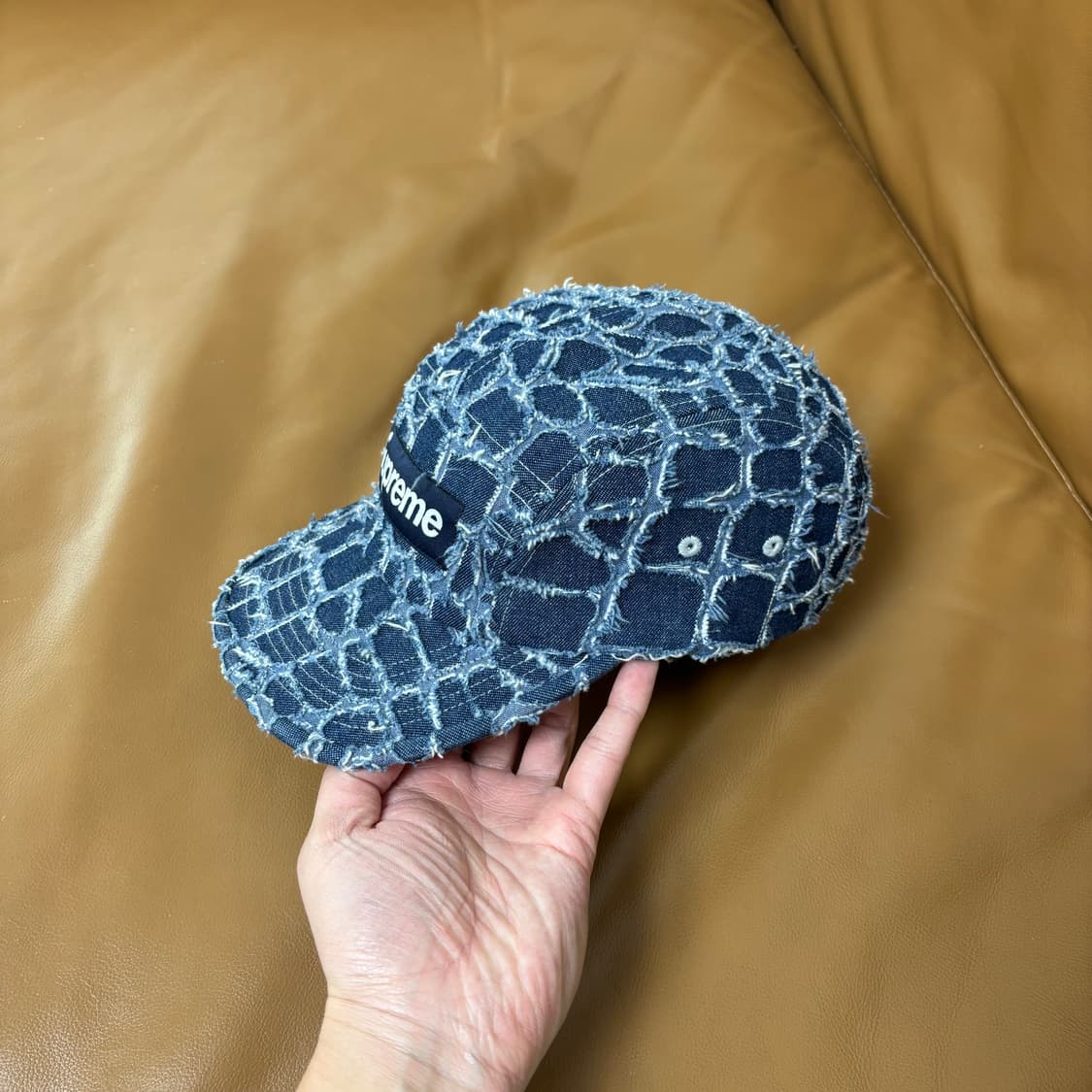 슈프림 캠프캡 모자 박스로고 프레이드 크록 데님 상품이미지4