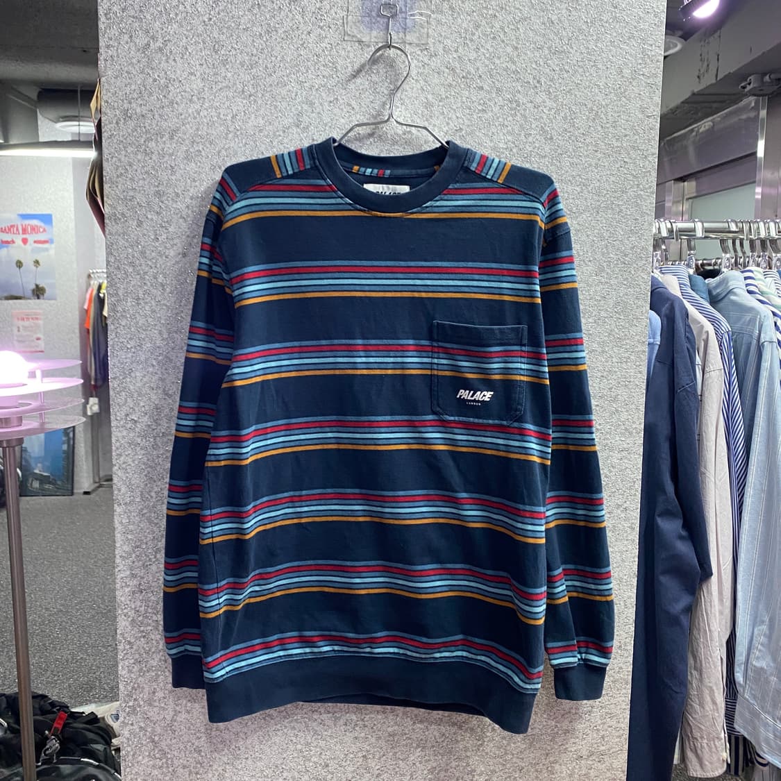 팔라스 스케이트보드 포켓 스트라이프 크루넥 스웻 맨투맨  B4151  상품이미지2
