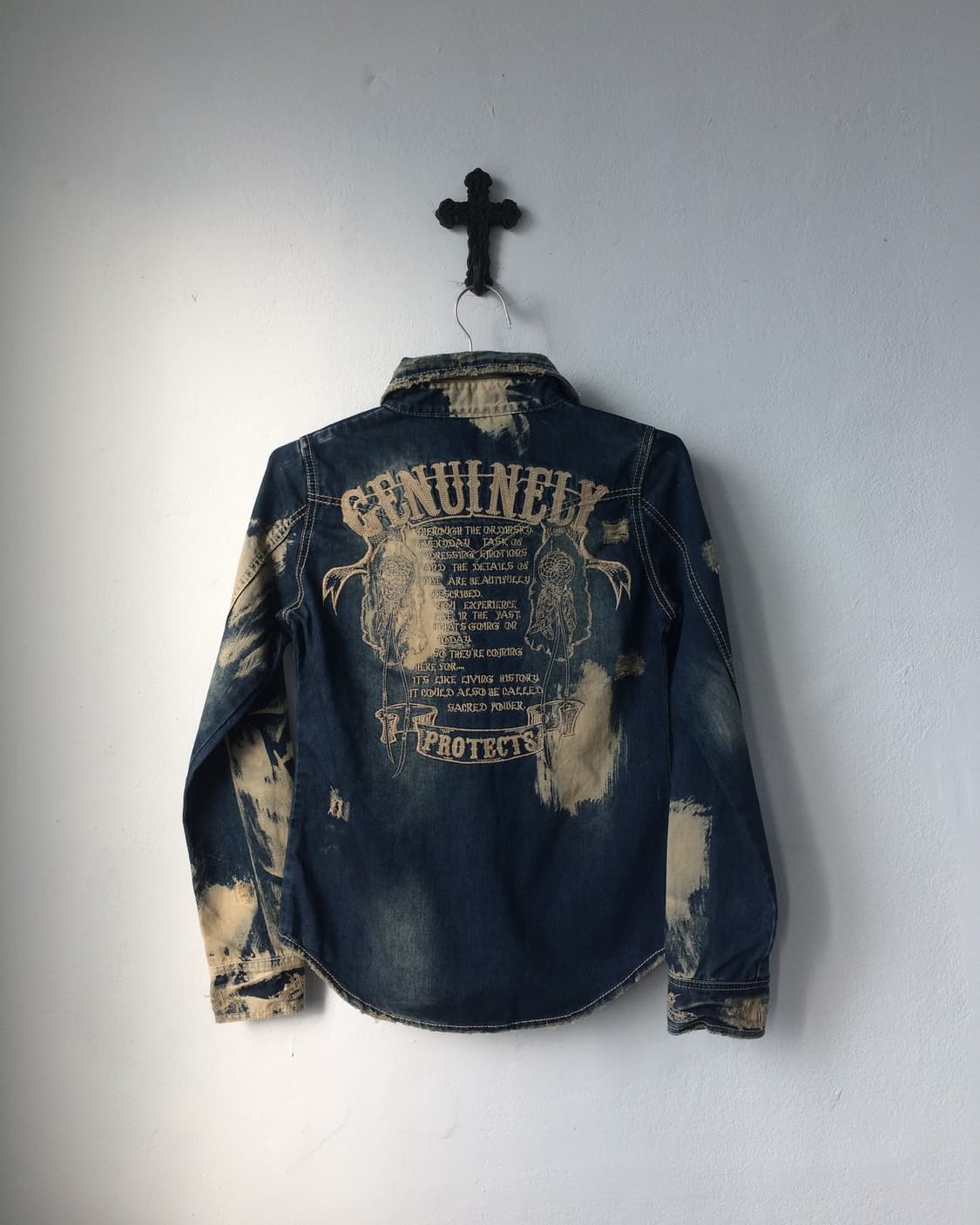 Back needle work washing denim shirt 상품이미지1