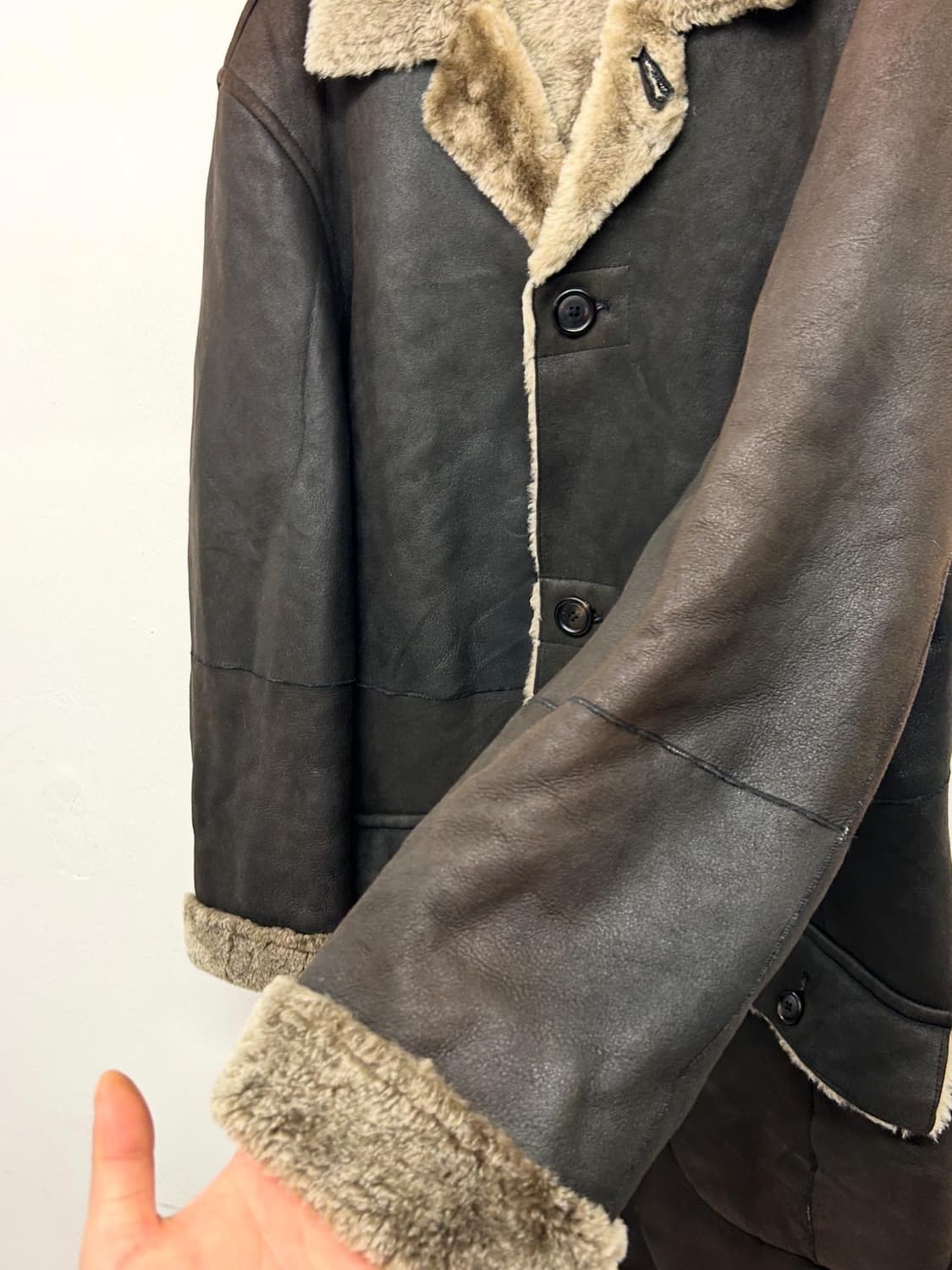 00s JPN BURBERRY 버버리 양가죽 무스탕 코트 상품이미지4