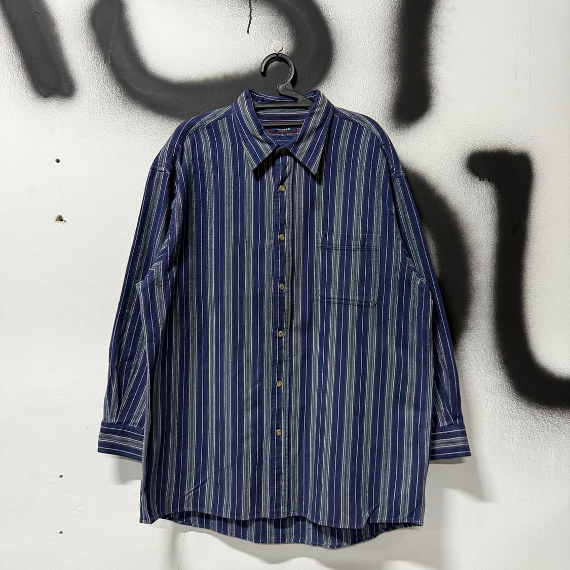 VTG 빈티지 빅 사이즈 스트라이프 원포켓 코튼 긴팔 셔츠 상품이미지1