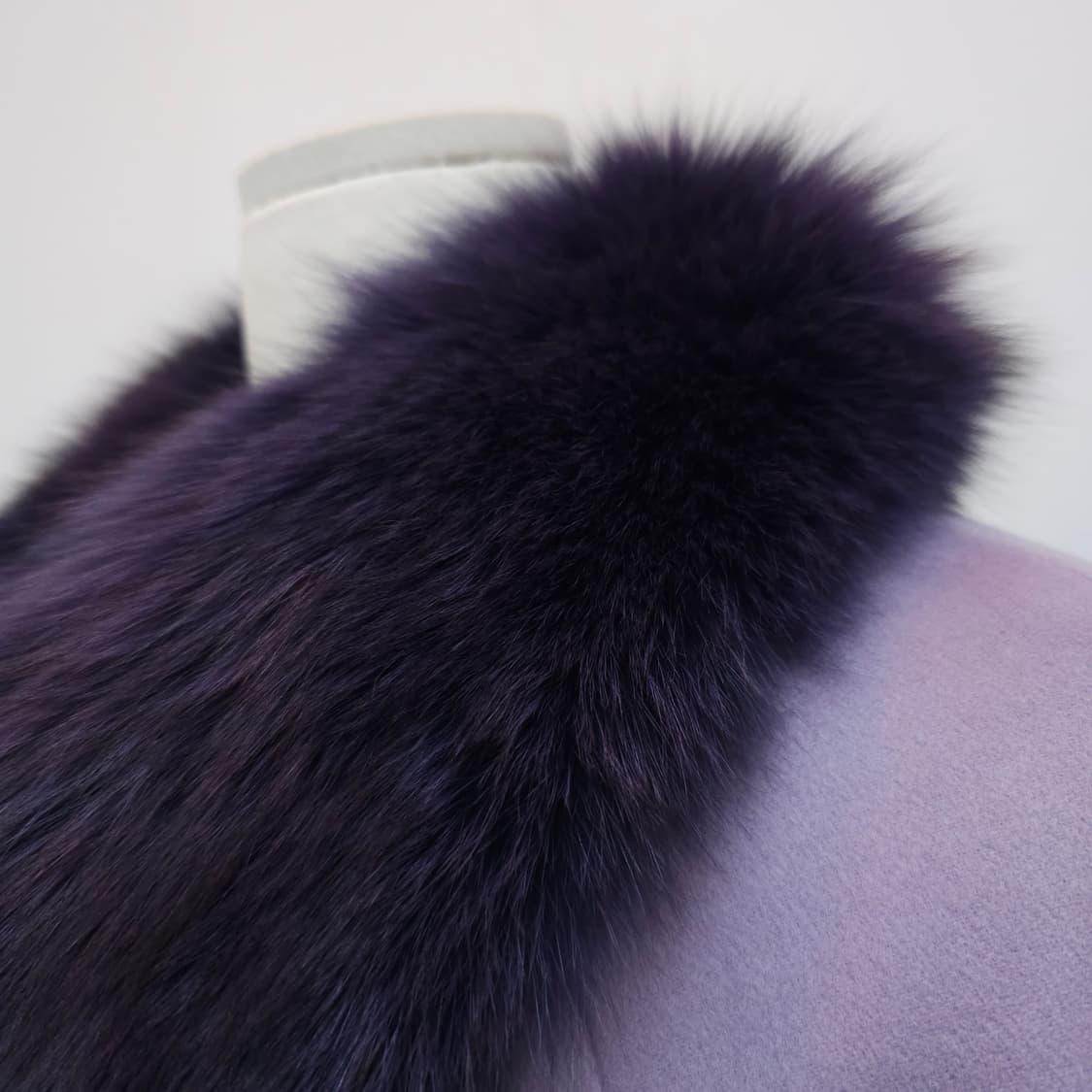 프리미엄 캐시미어 100%  폭스퍼 카라 라일락 롱 코트 상품이미지8