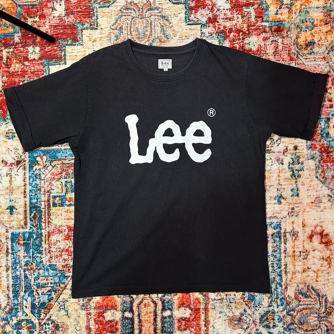 [L] LEE 재팬 로고 프린팅 블랙 턴업 반팔 상품이미지1