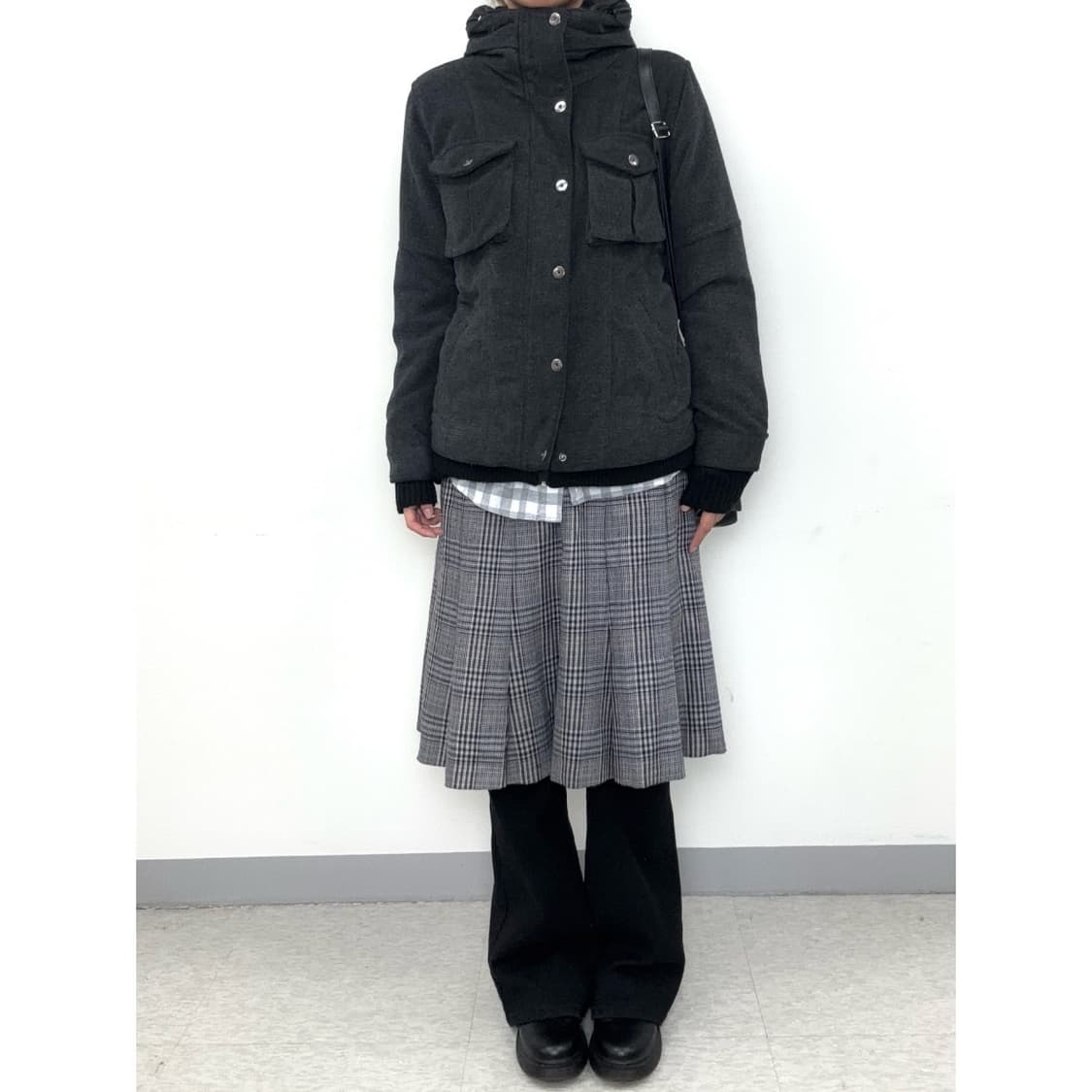 빈티지 차콜 하이넥 울 자켓 상품이미지4