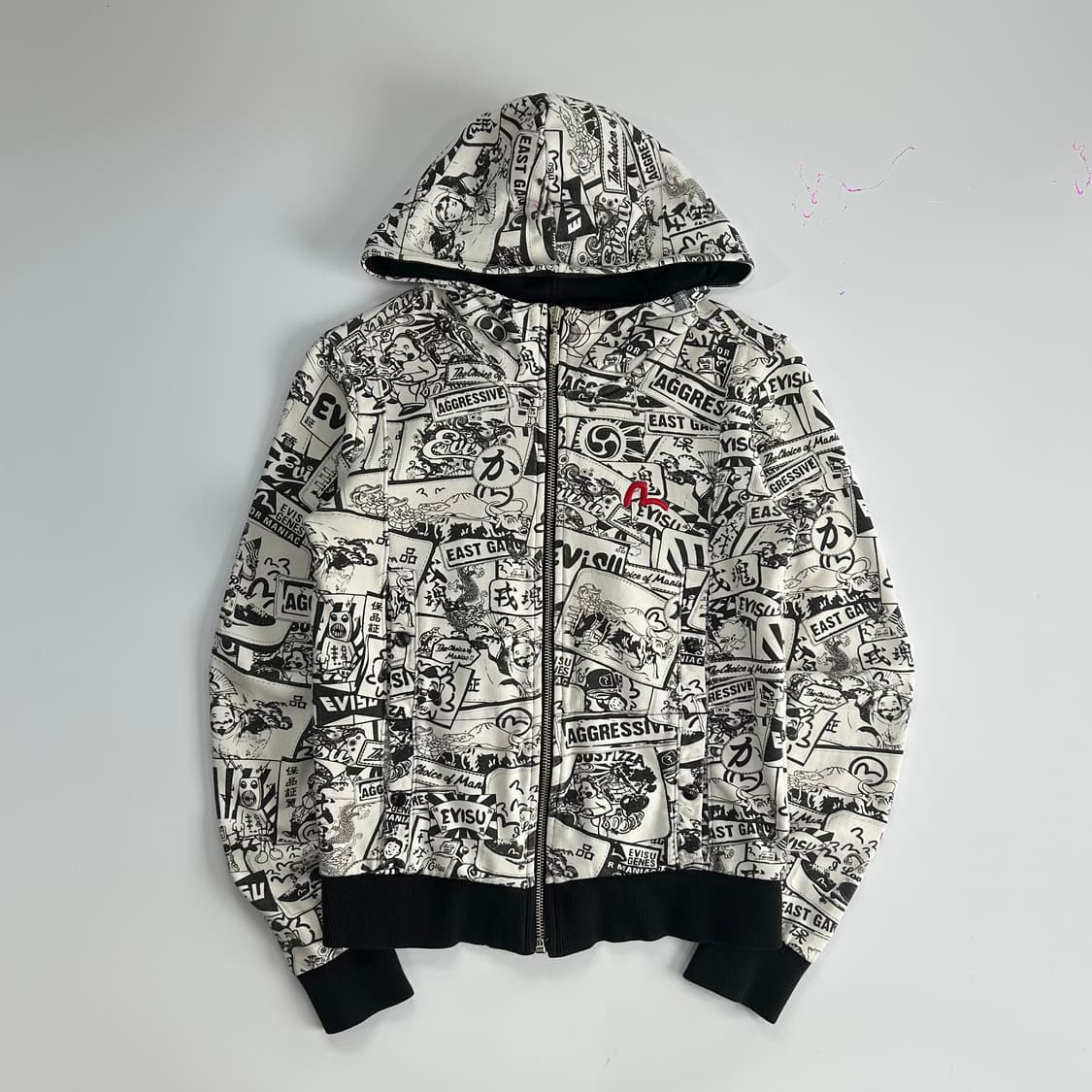 Evisu 에비수 레드로고 그래피티 후드집업 상품이미지3