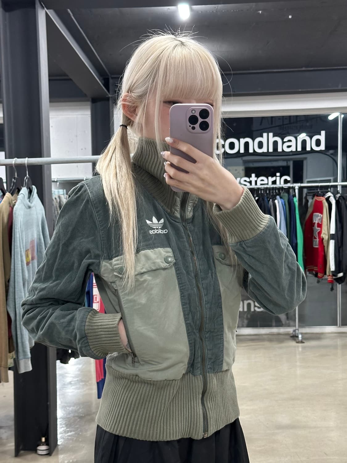 아디다스 카키 넥버클 집업 상품이미지1