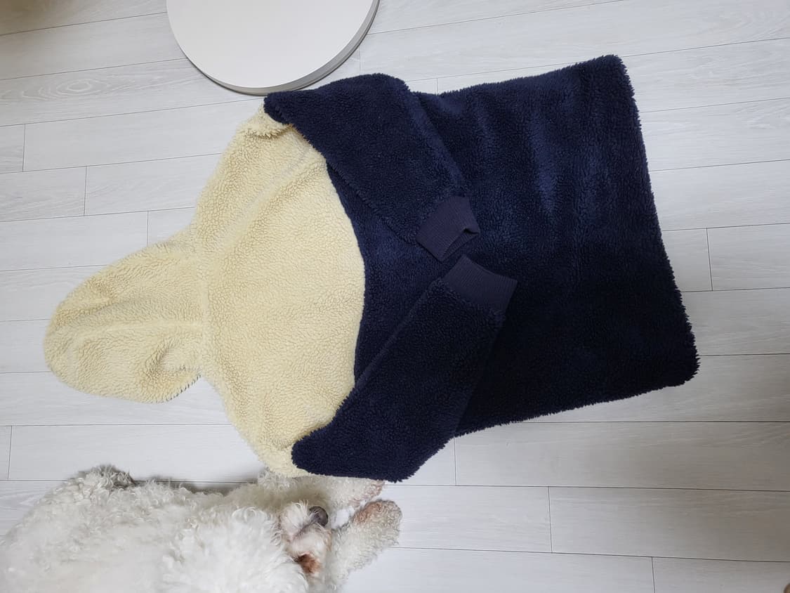 럭키슈에뜨 오버사이즈 뽀글이 후리스 아이보리/네이비 free55-77 상품이미지9