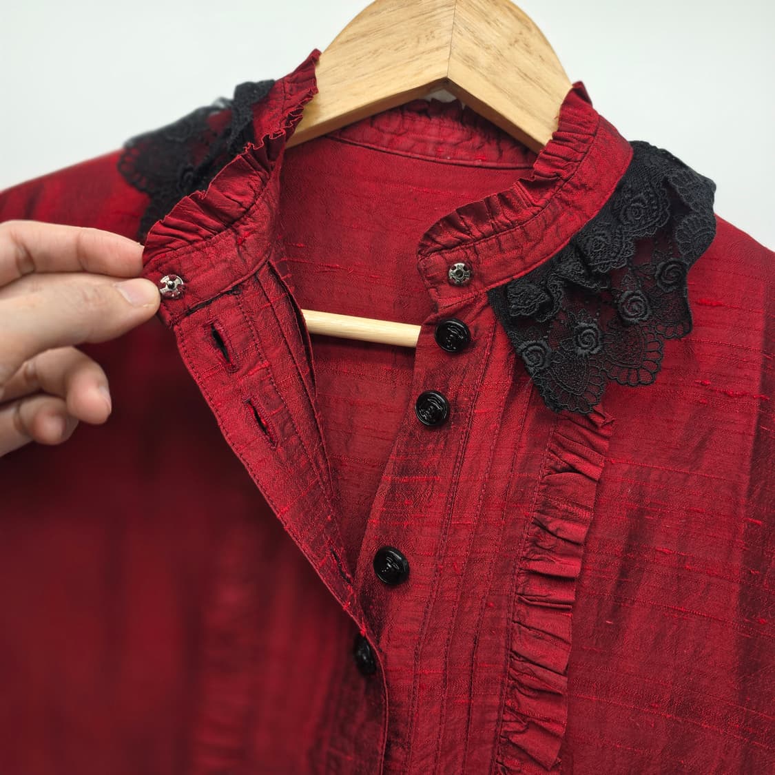 레드 빈티지 레이스 블라우스 상품이미지5