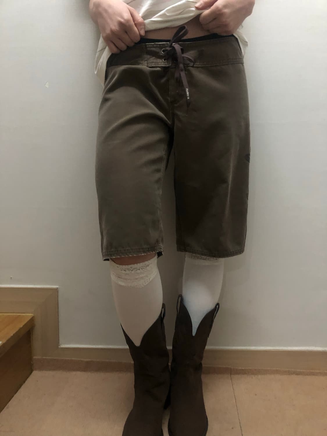 빈티지 브라운 레터링 버뮤다 팬츠 상품이미지7
