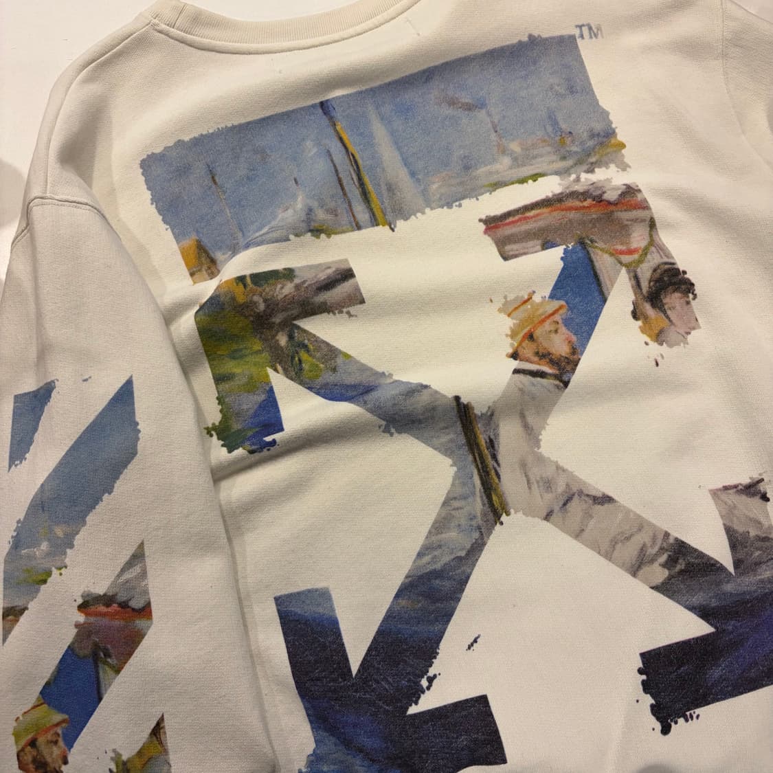 [2XL] 오프화이트 유화 페인팅 애로우 맨투맨 티셔츠 C716 상품이미지3