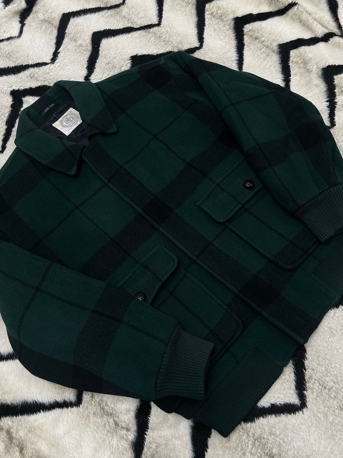 [실측2XL]제이프레스90s 버팔로 체크 울 봄버 자켓/그린 상품이미지2