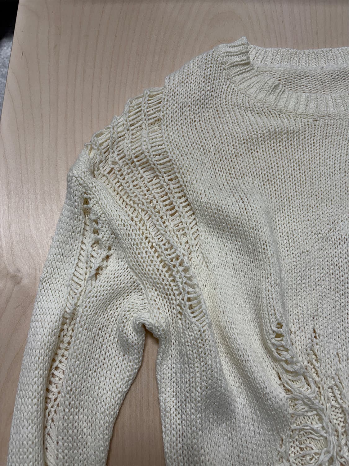 빈티지 그런지 화이트 디스트레스드 니트 상품이미지3