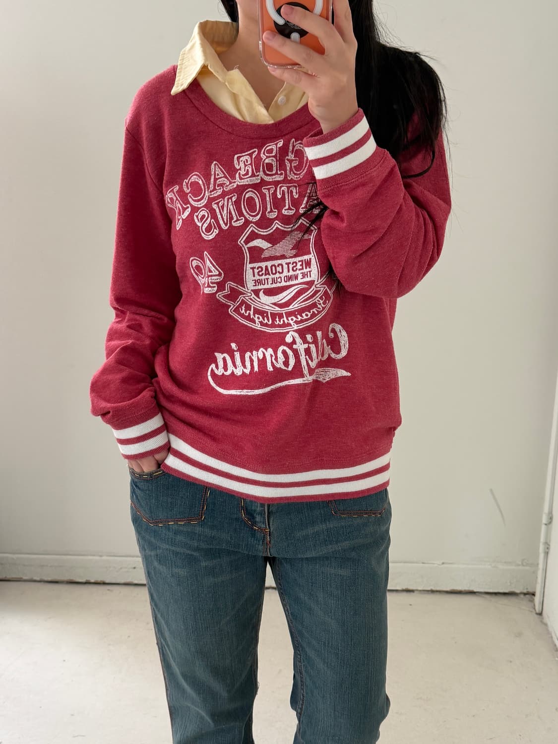 일본빈티지 y2k 레이어드 카라스웻 상품이미지1