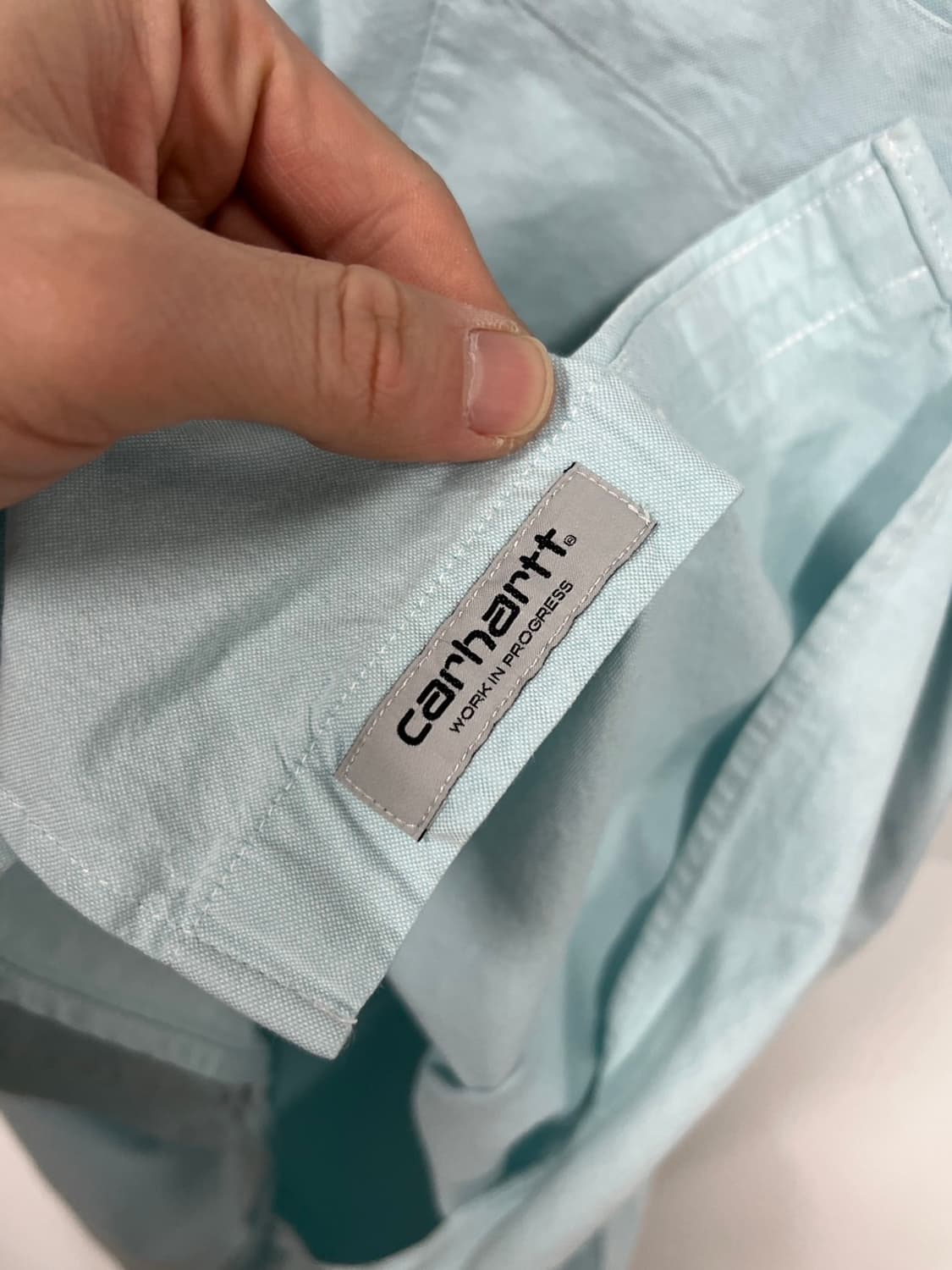 칼하트 WIP 카라넥 포켓 연하늘 반팔 티셔츠 상품이미지5