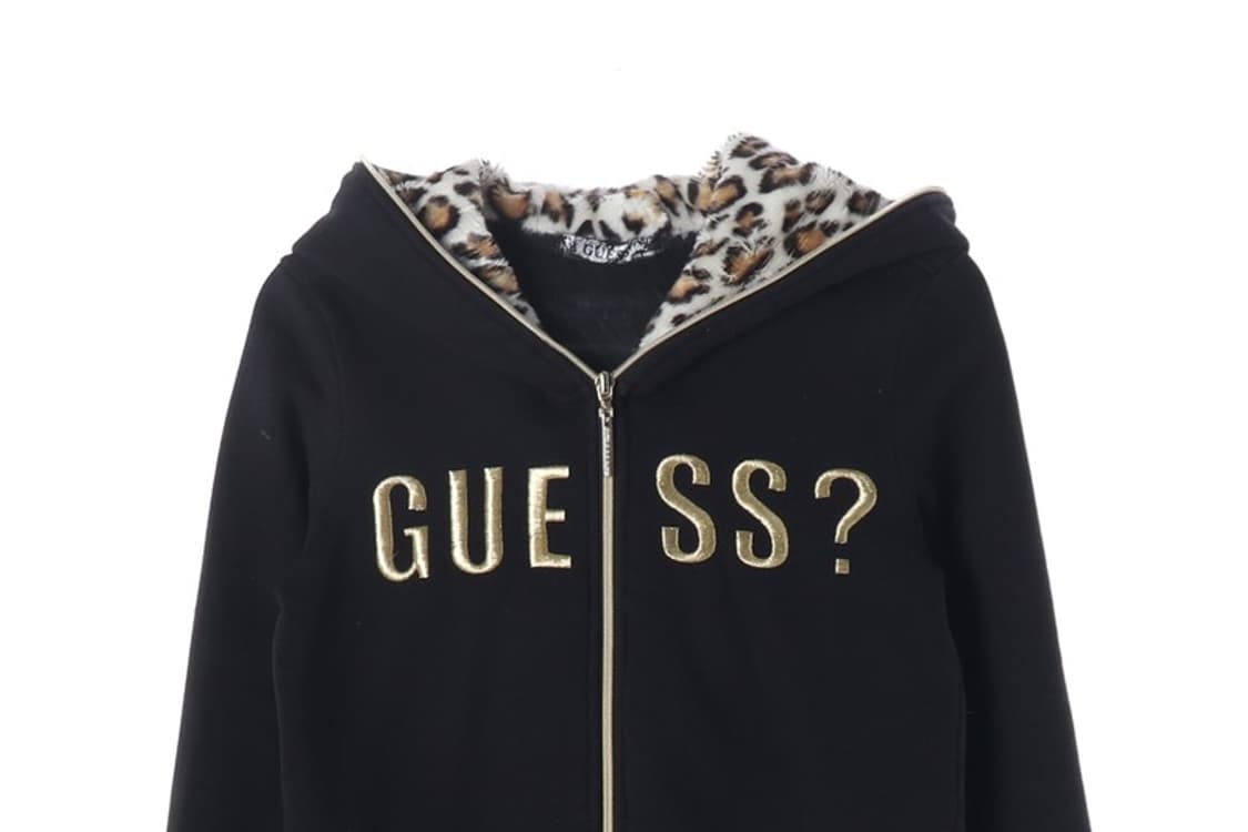 GUESS 레오파드 퍼 안감 자수 로고 후드 집업 XS 상품이미지4