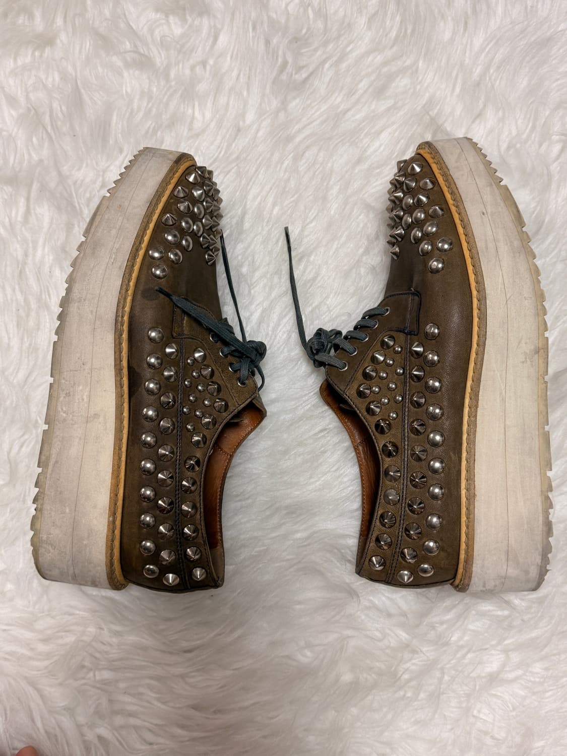 레어 /프라다 아이코닉 스파이크 스터드 플랫폼 옥스퍼드 슈즈(EU 38) 상품이미지4