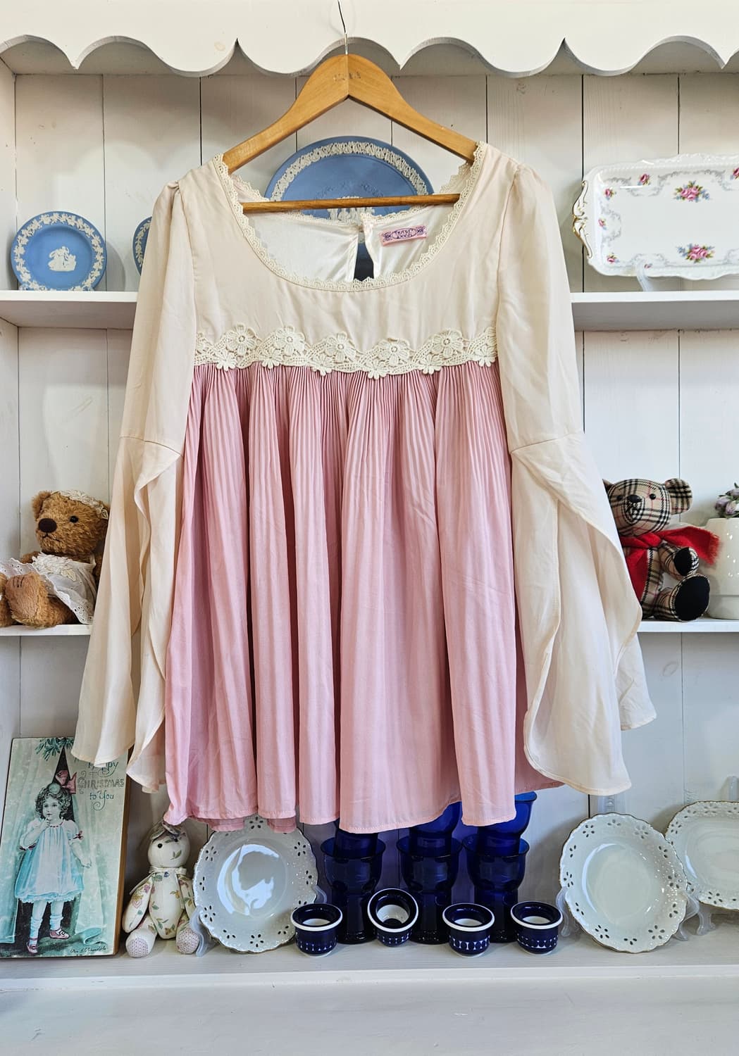 레이스 플리츠 배색 미니원피스 상품이미지1