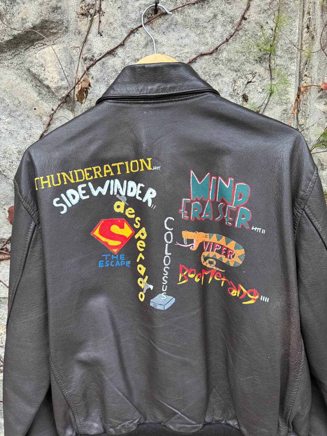 미군 a-2 시니어코드 양가죽 핸드프린팅 레더 가죽 자켓 상품이미지7