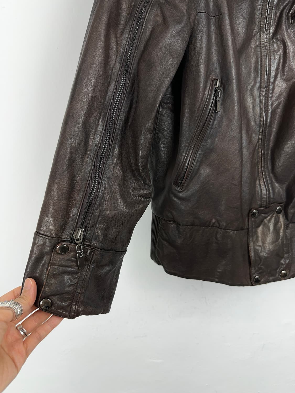 2000s Draped High Neck Lambskin Jacket   상품이미지5