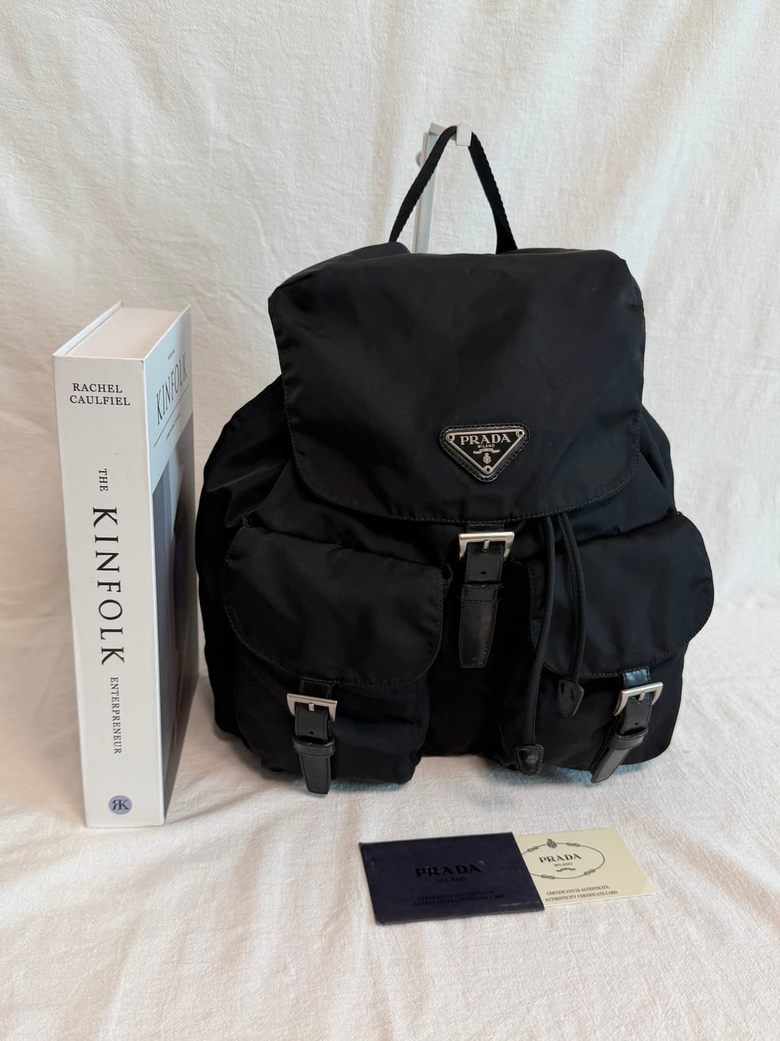 정품 프라다 나일론 투포켓 백팩 블랙 미디움 상품이미지2