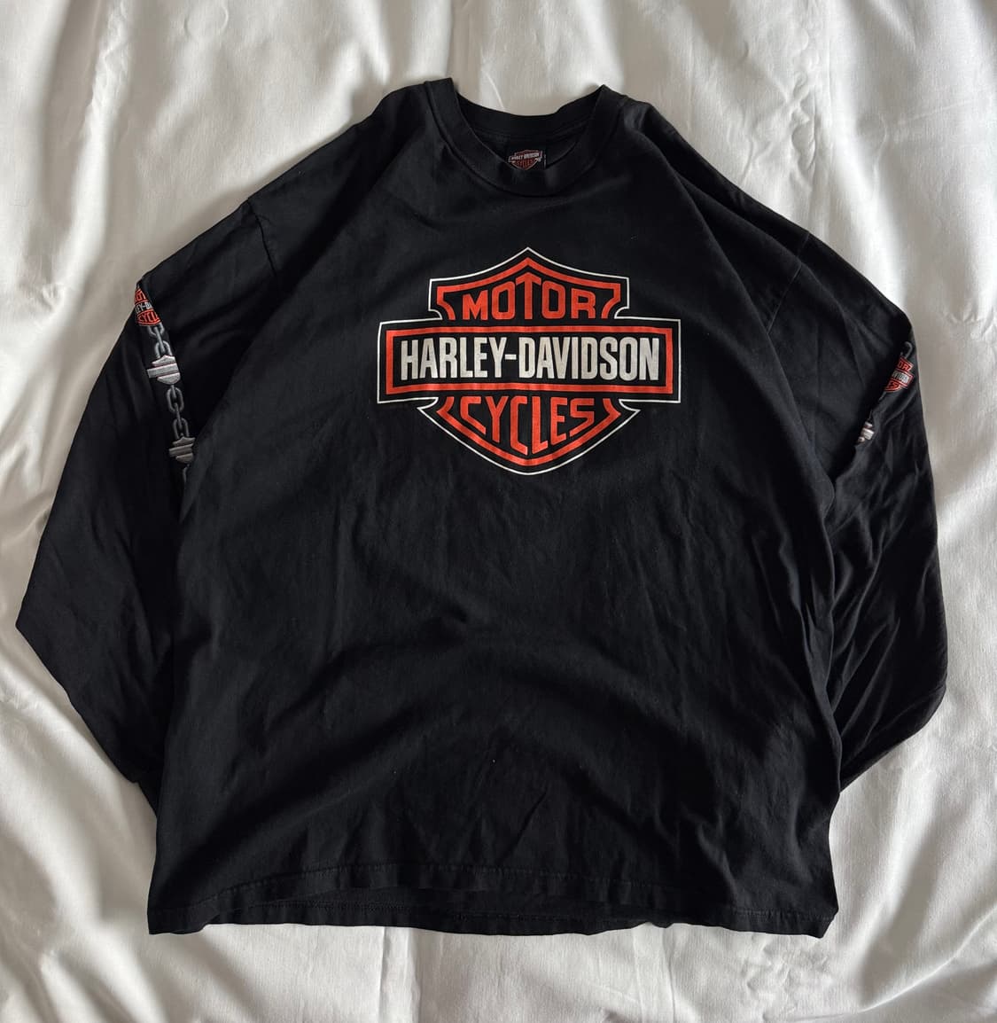 [주말할인][2XL] 빈티지 할리데이비슨 리프린팅 실드 롱슬리브 티셔츠 상품이미지1