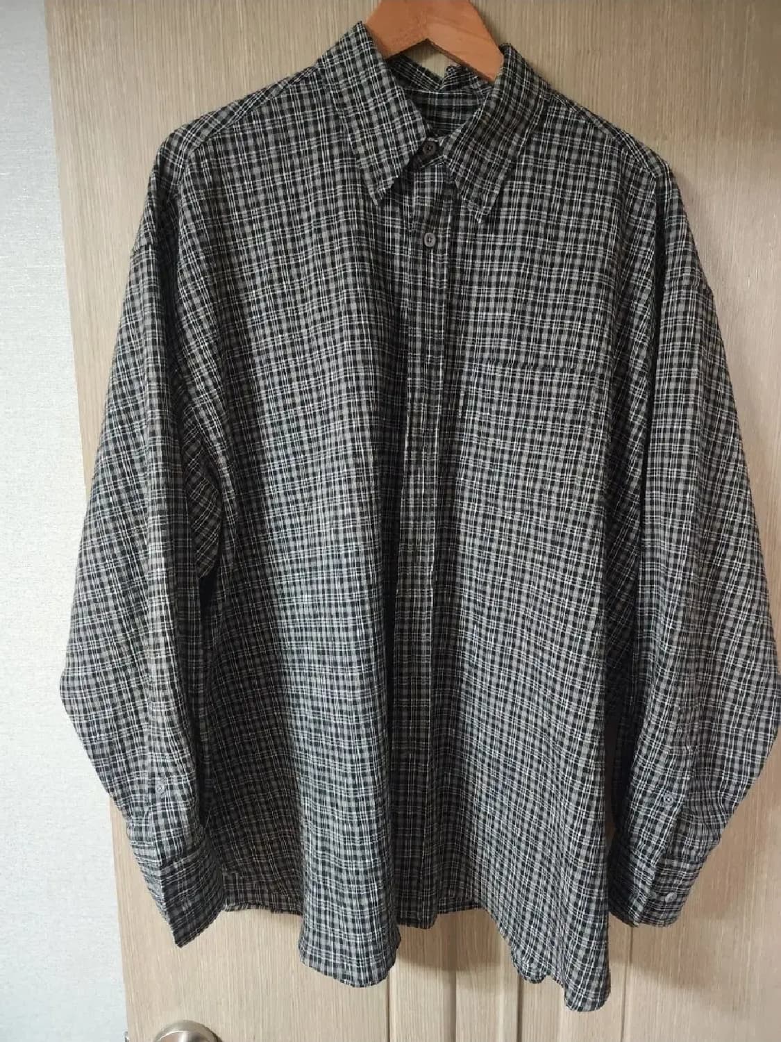 [3] 포터리 파인 코튼 루즈드 셔츠 블랙 체크 상품이미지3