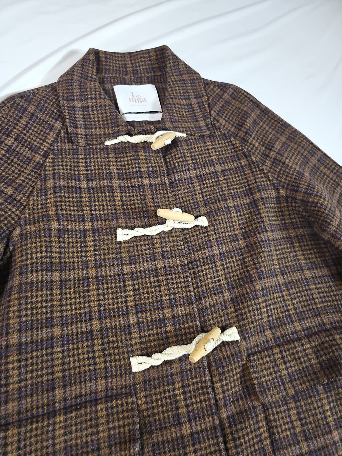 르니나 핸드메이드 떡볶이 더플 체크 코트 상품이미지7