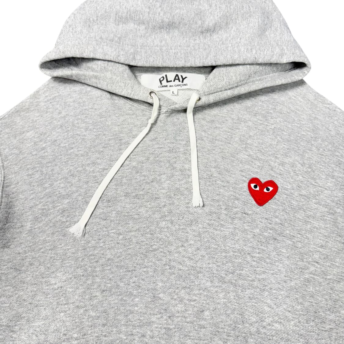 (L) 꼼데가르송 플레이 레드 와펜 후드티 그레이 상품이미지2
