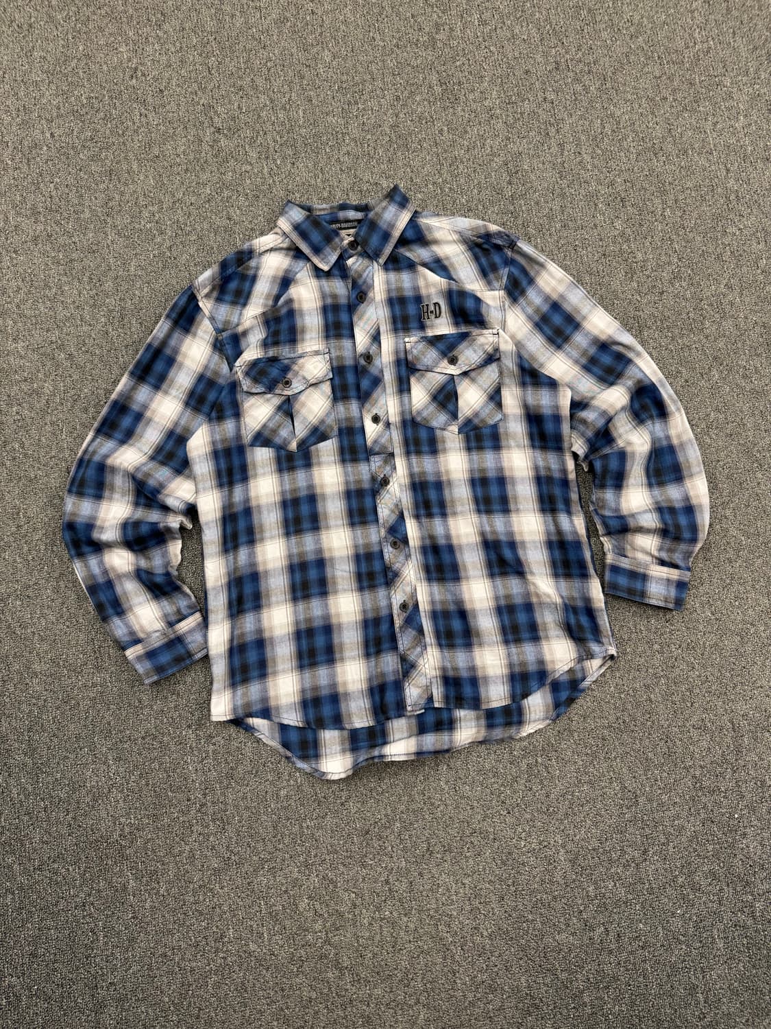 L)할리데이비슨 빈티지 자수 체크 웨스턴 긴팔셔츠 상품이미지2