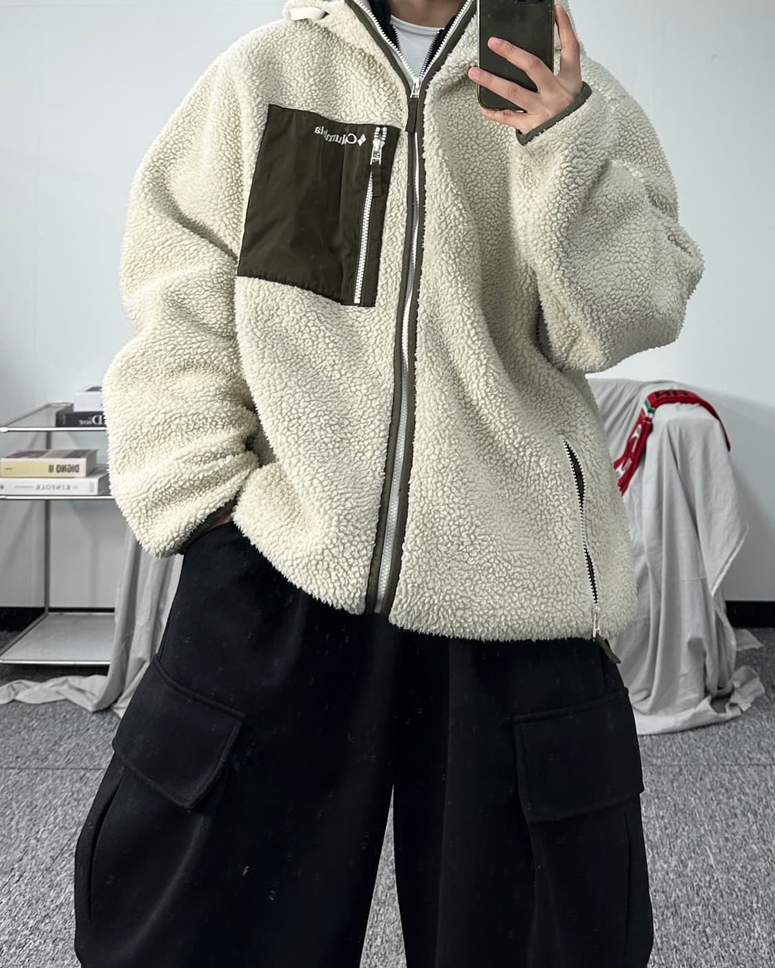 콜롬비아 초코 브라운 체스트 포켓 플리스 자켓 3XL 상품이미지3