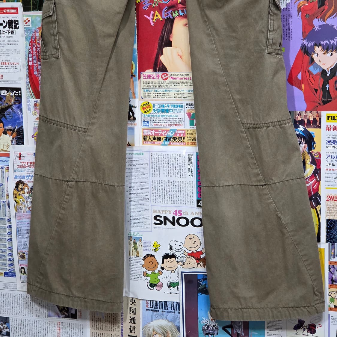 JPN 미쉘 클랑 카키 로우라이즈 세미 부츠컷 카고 팬츠 상품이미지7