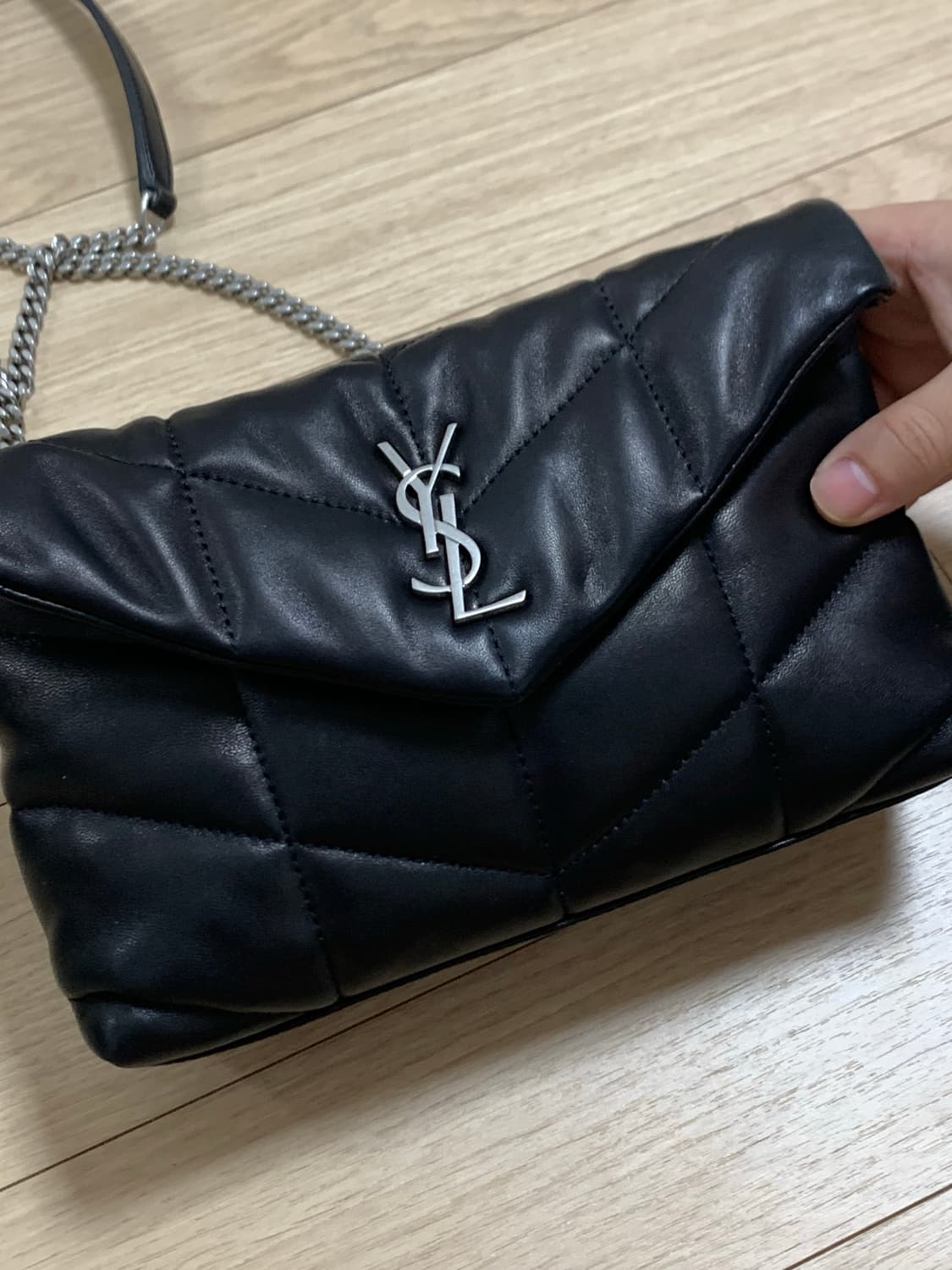 생로랑 루루푸퍼 미니 크로스백 은장 블랙 상품이미지2