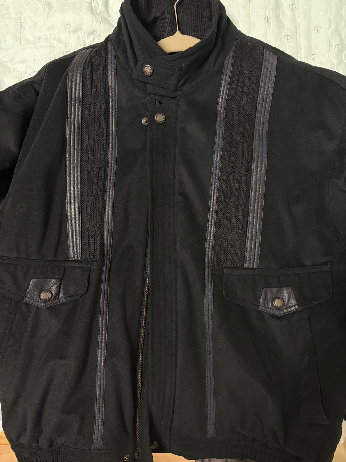 빈티지클럽 블랙 가죽 디테일 자켓 상품이미지7