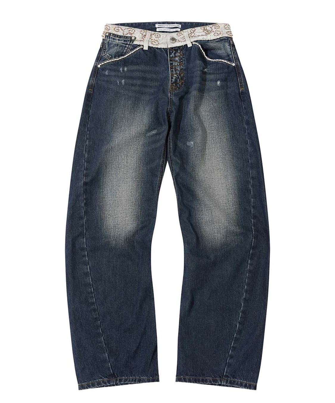 스컬프터 Beaded Waist Denim Pants Indigo Blu 상품이미지2
