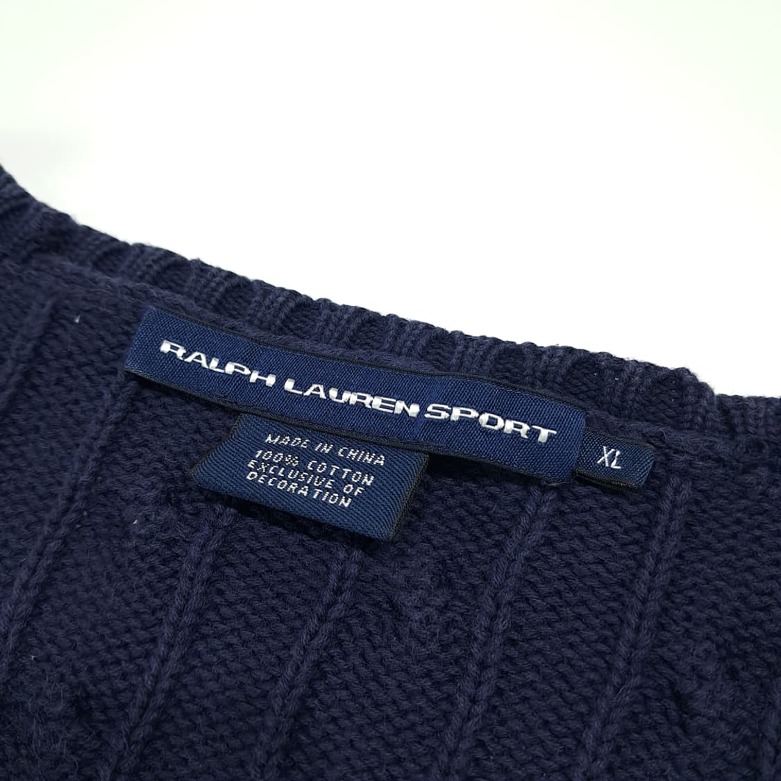 CL491 XL 폴로 00s 코튼 케이블 브이넥 네이비 니트 스웨터 상품이미지3