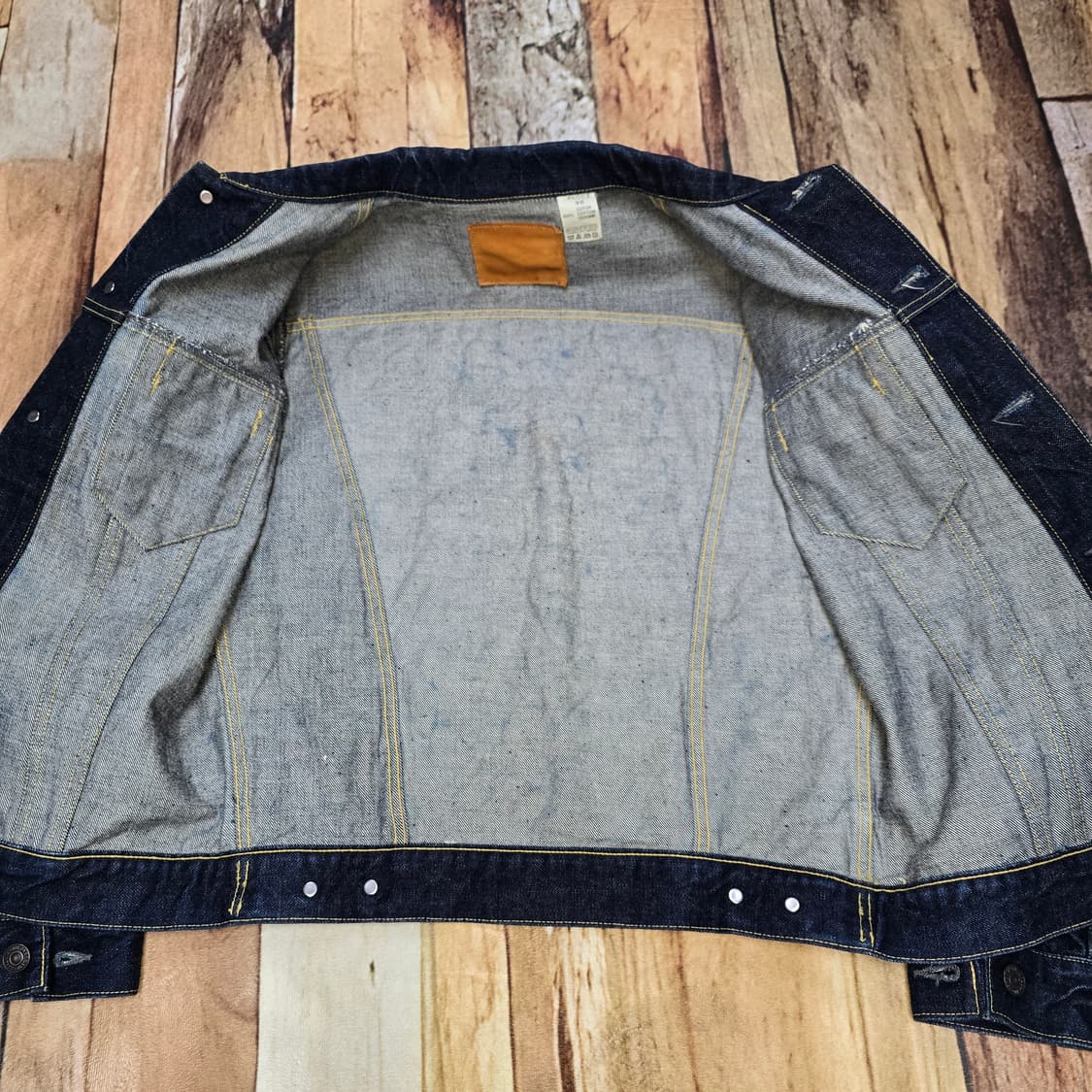 90s Japan 구 NYLON 현 리얼맥코이즈 생지데님 트러커자켓 S 상품이미지6
