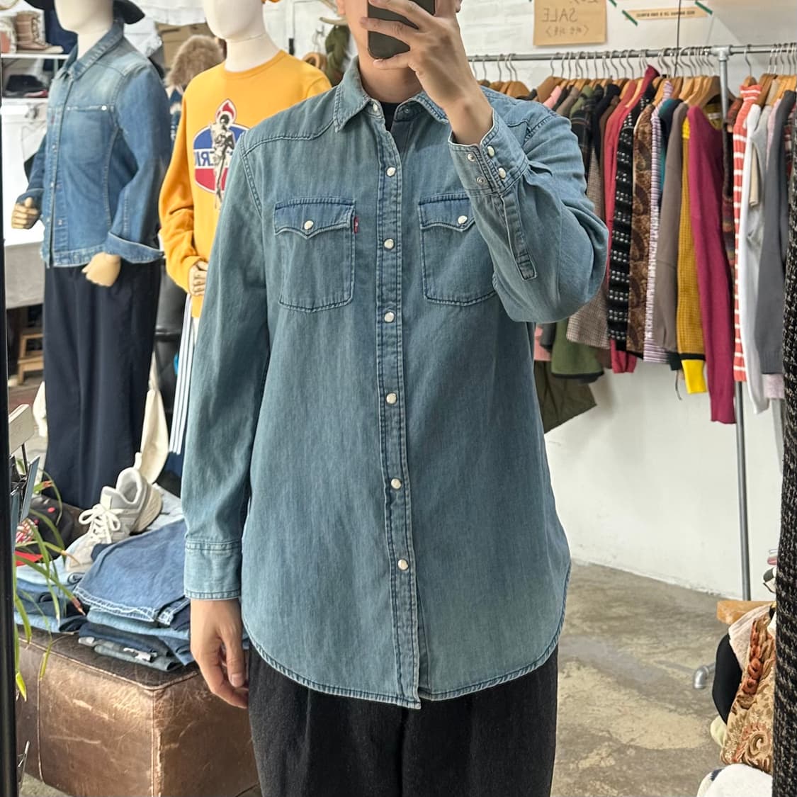 (착용컷) 리바이스 웨스턴 데님 셔츠 (남성용 98) 상품이미지3