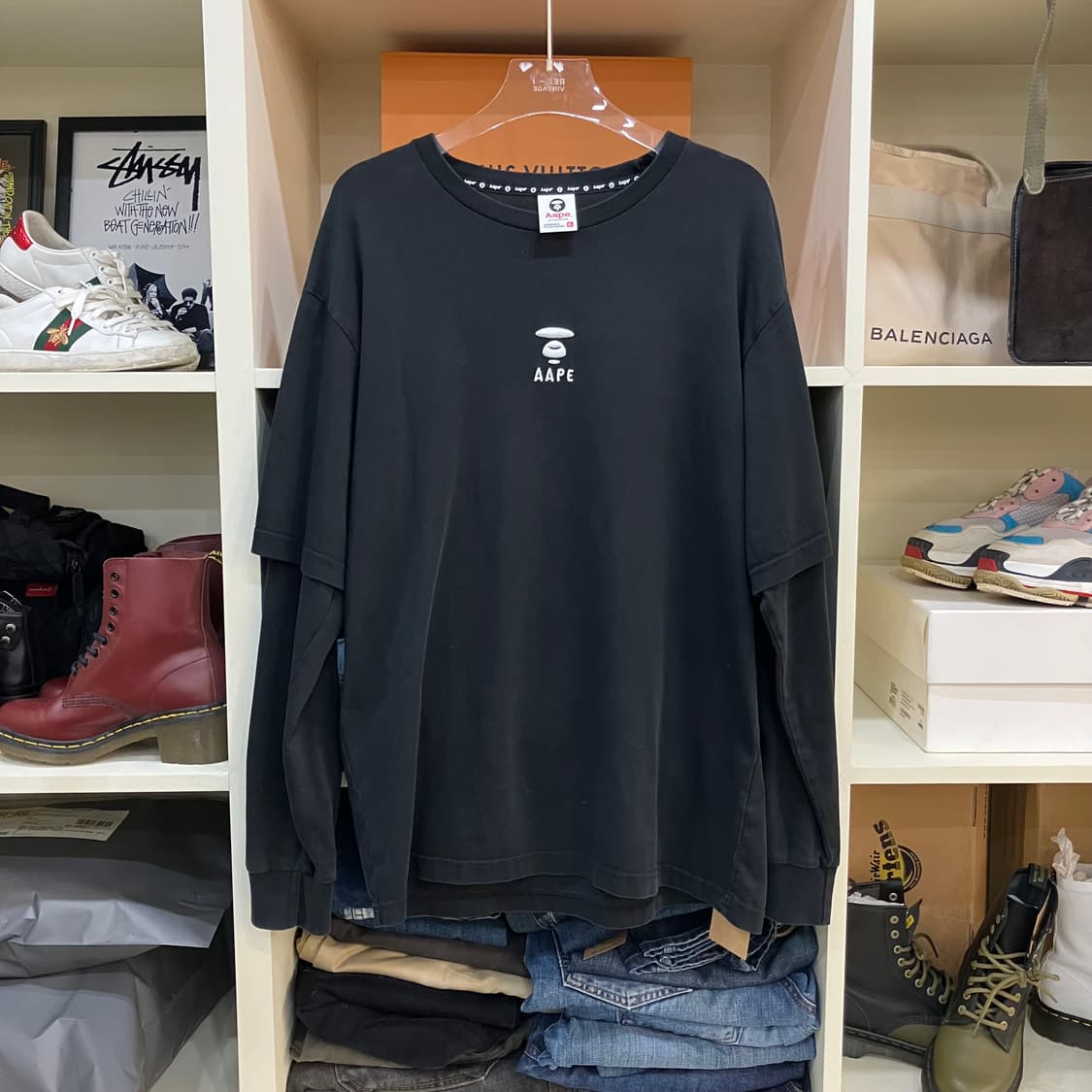 에이프 레이어드 블랙 스웨트셔츠 XL 상품이미지1