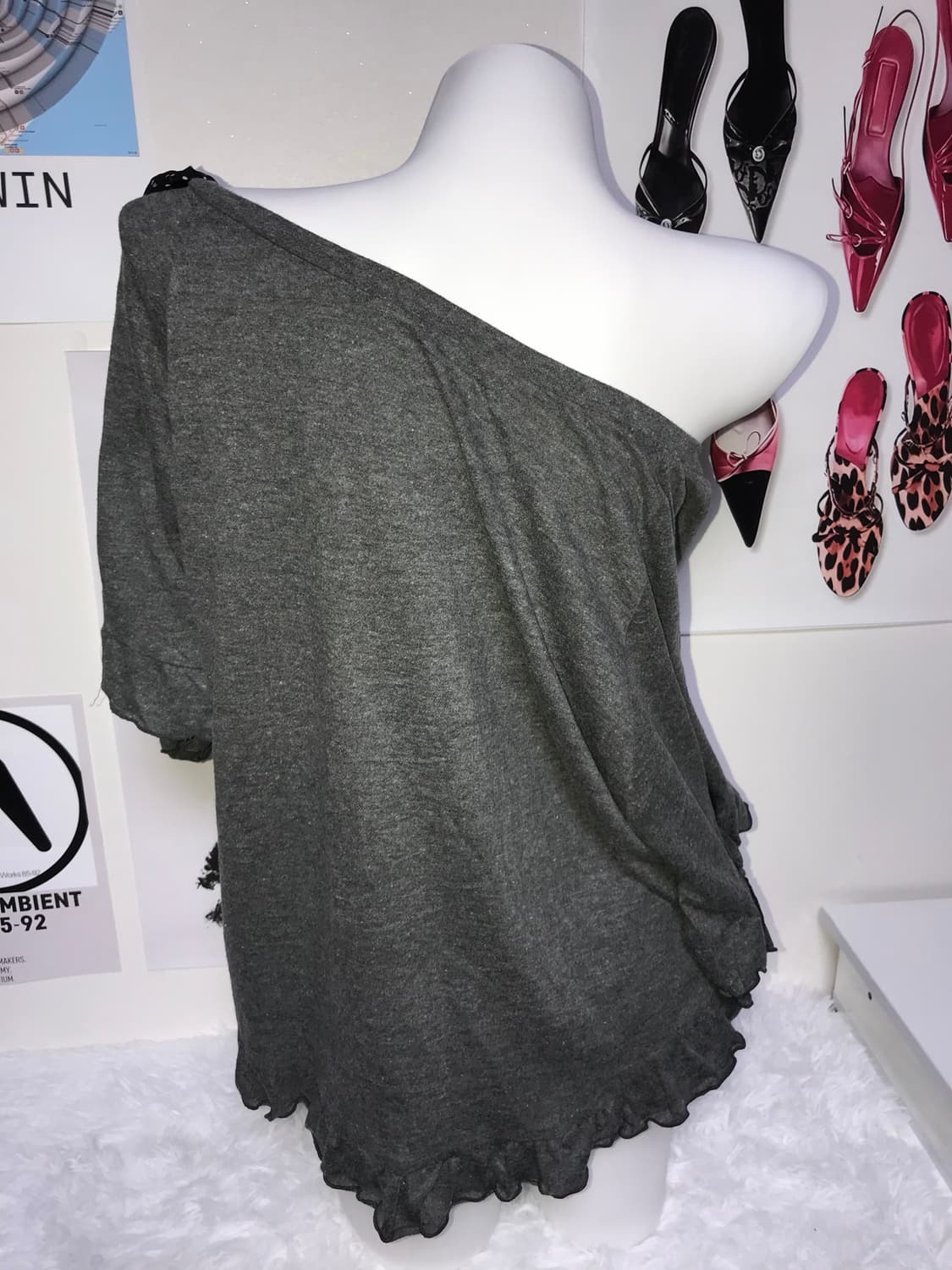 ribbon point grey shawl 상품이미지3