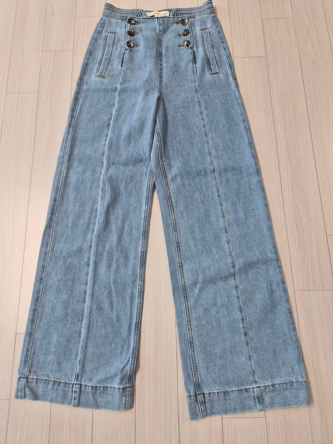 [세븐티모치] 마린 버튼 와이드 하이웨스트 데님 팬츠 상품이미지3