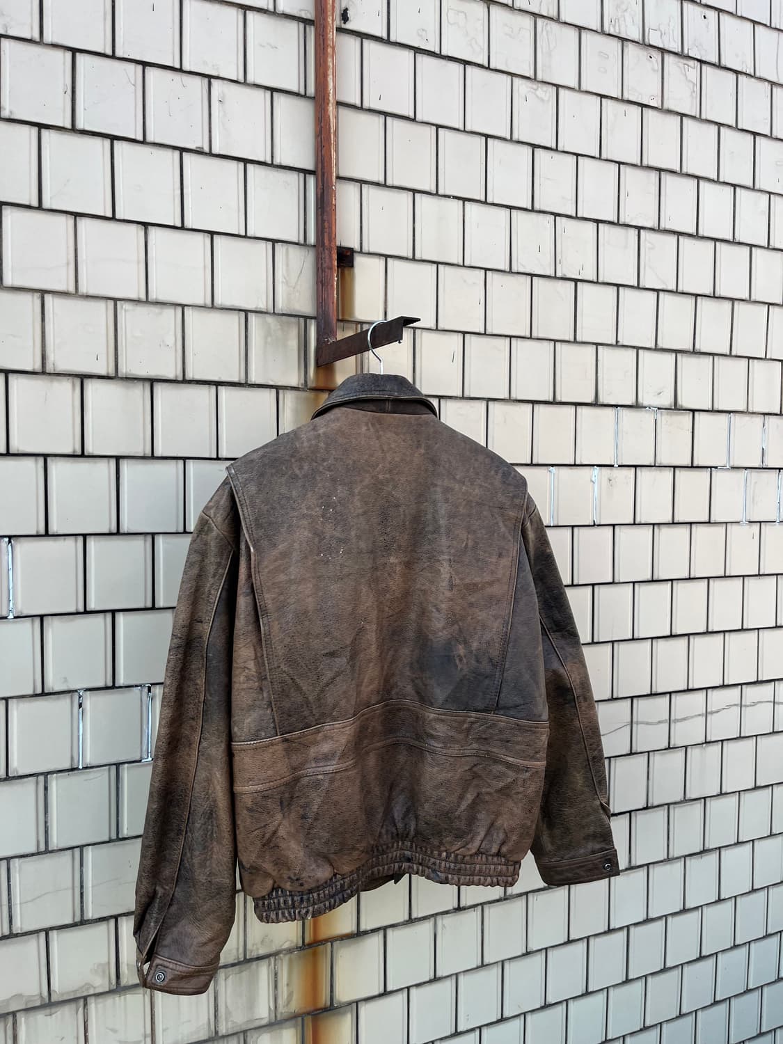 Vintage 소 가죽 브라운 붐버자켓 상품이미지5