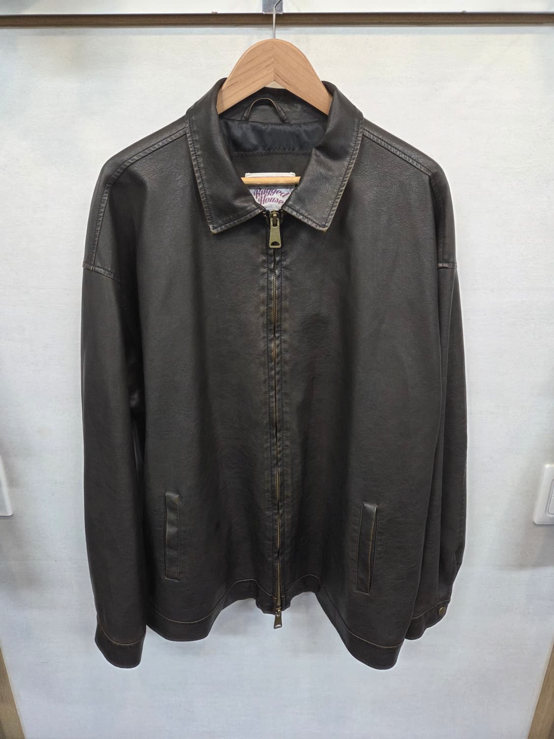 러기드하우스 빈티지워싱 투웨이 레더 자켓 xxl 상품이미지1