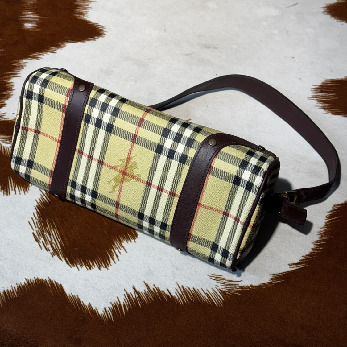 버버리 노바체크 레더 숄더백 실린더백 y2k 상품이미지6